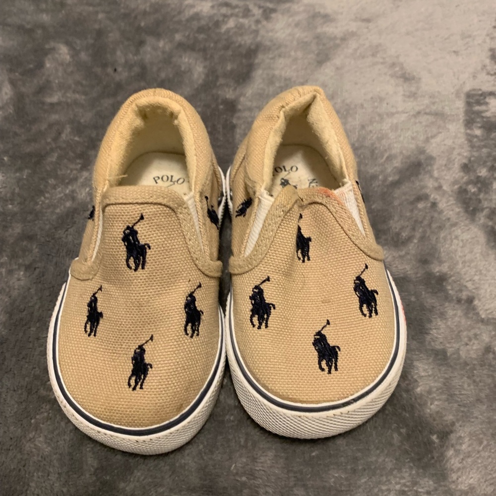 POLO RALPH LAUREN Kids' "Bal Harbour Repeat" Canvas Slip On Khaki/Navy